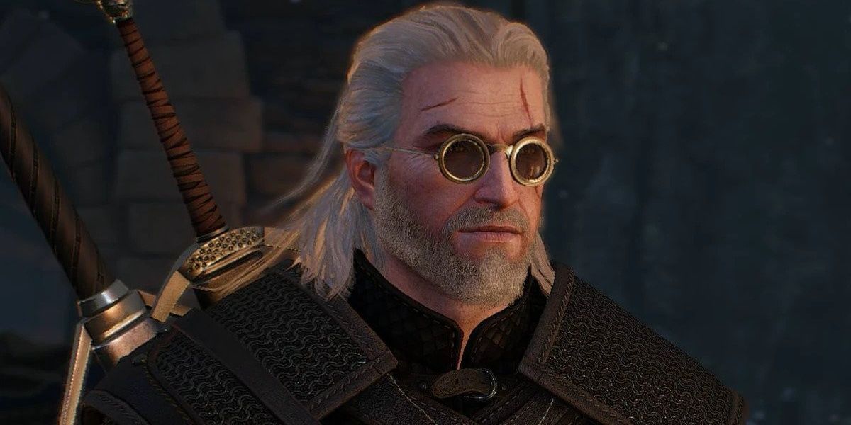 The Witcher 3 Geralt Wearing The Professor's Glasses 