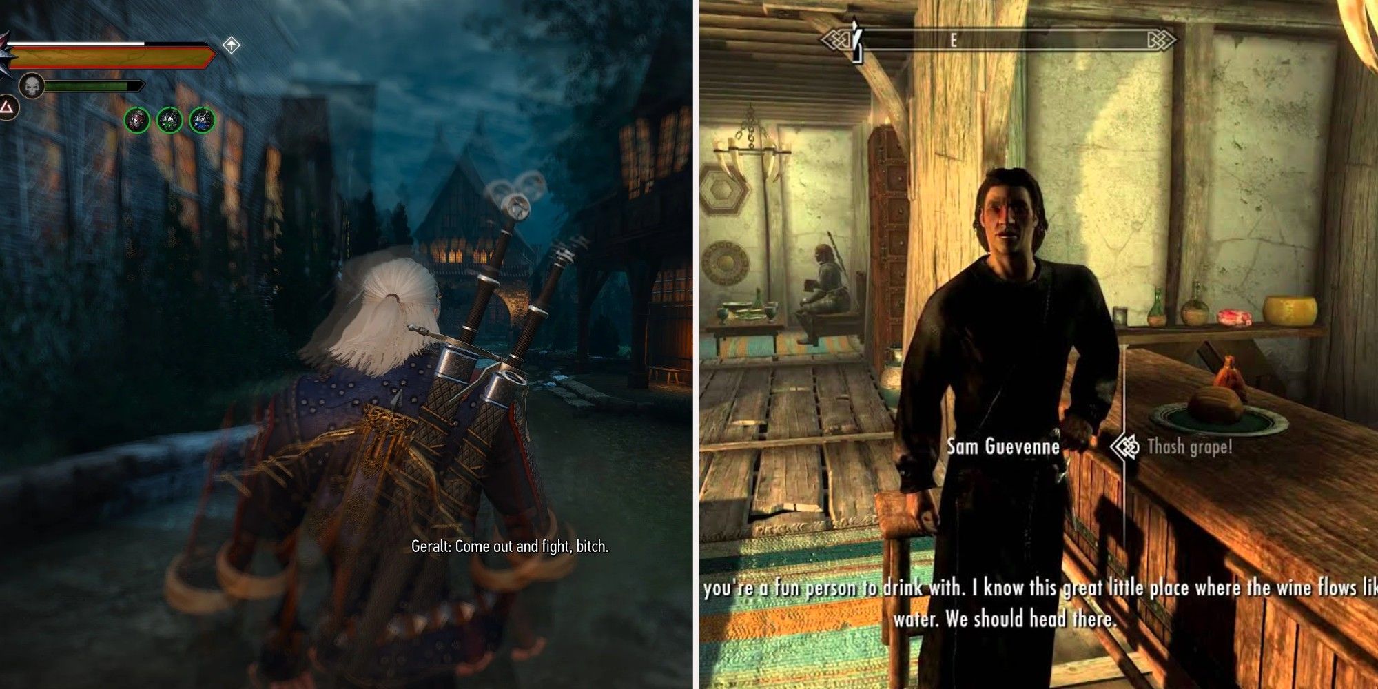 The Witcher - Geralt drunk and Skyrim - Whiterun drinking game quest