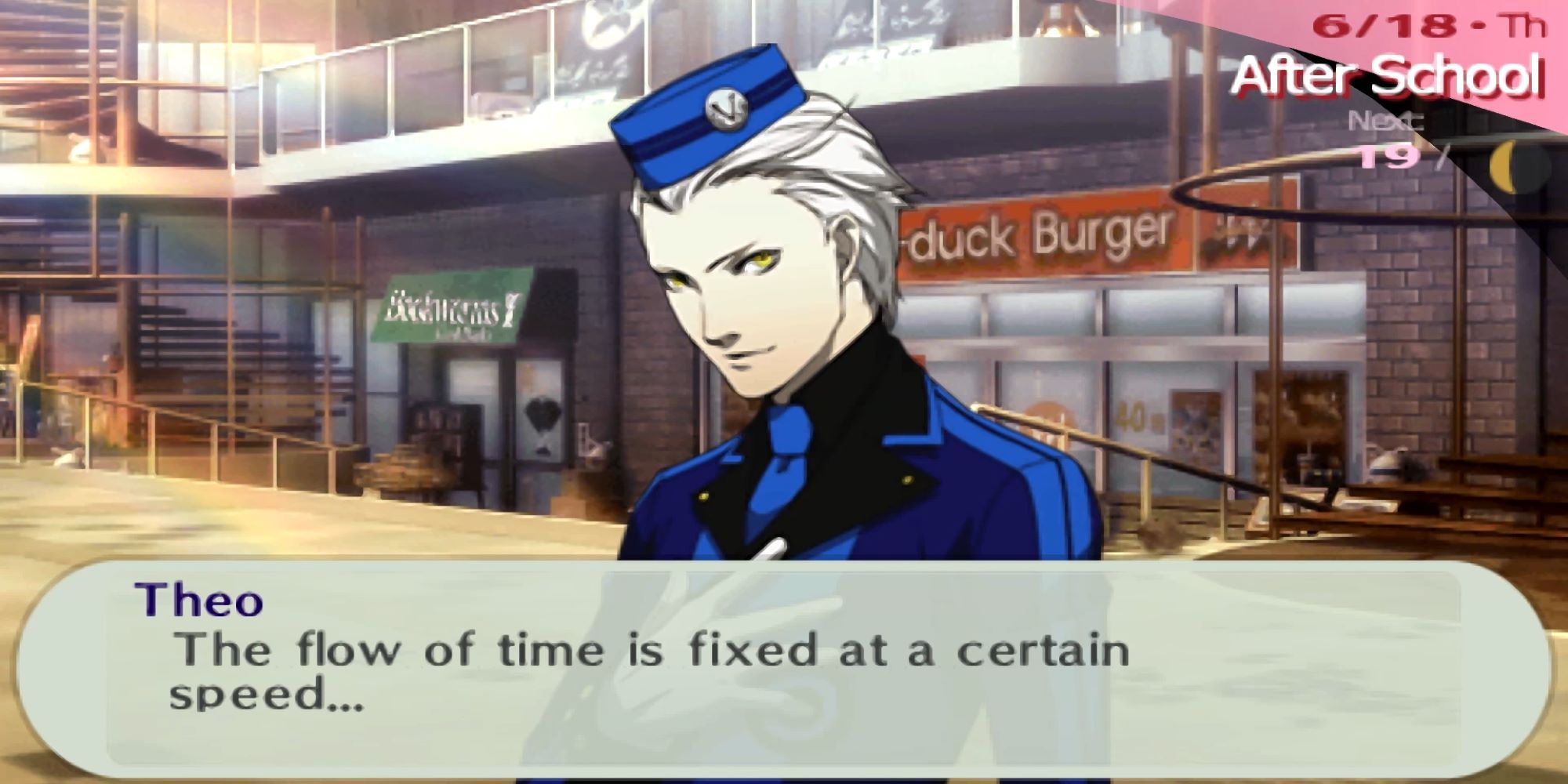 Theo talking about the passage of time in Persona 3 Portable