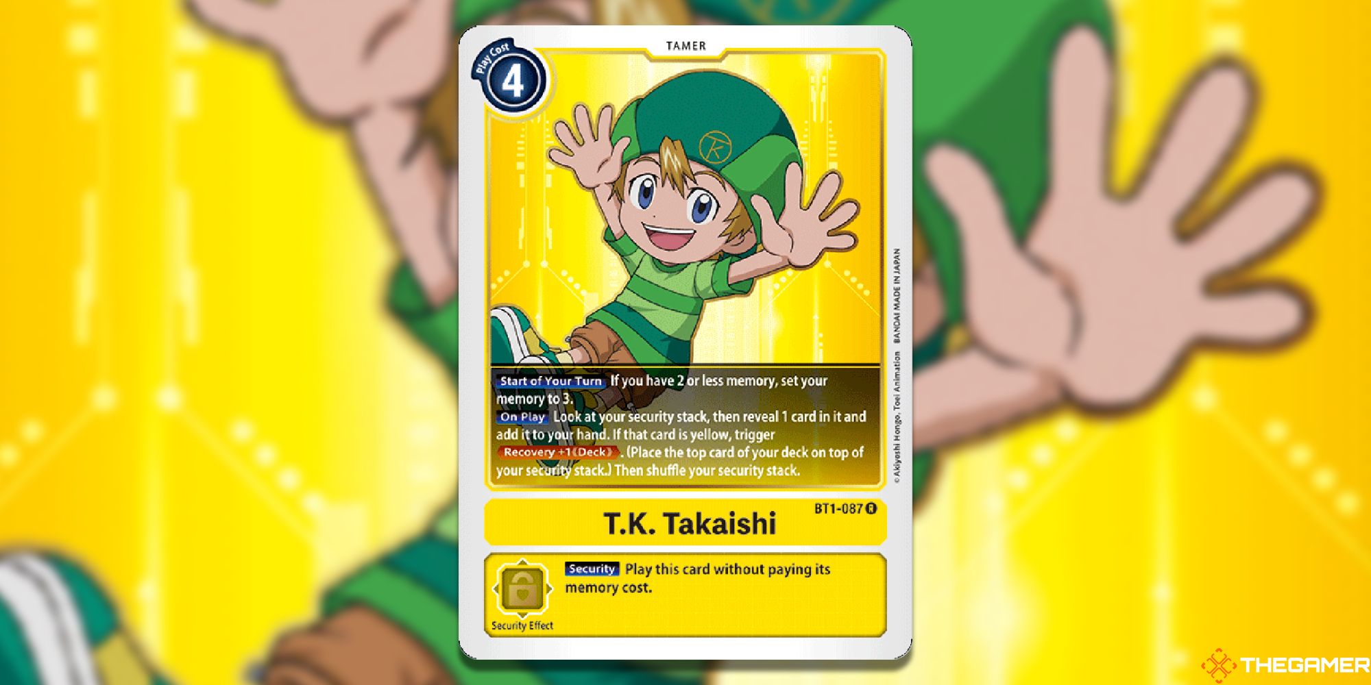 An image of the T.K. Takaishi card from Digimon Card Game. 