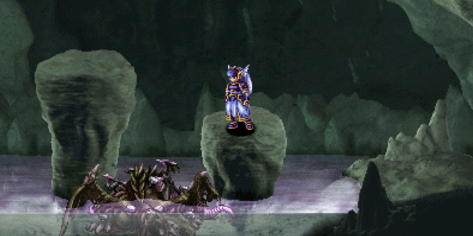 Valkyrie Profile Lenneth - Cave of Thackus Platforming Zombie Dragon