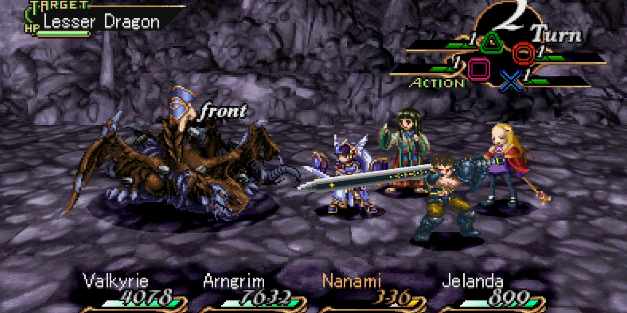 Valkyrie Profile Lenneth - Dragoncastle Caverns Lesser Dragon Fight