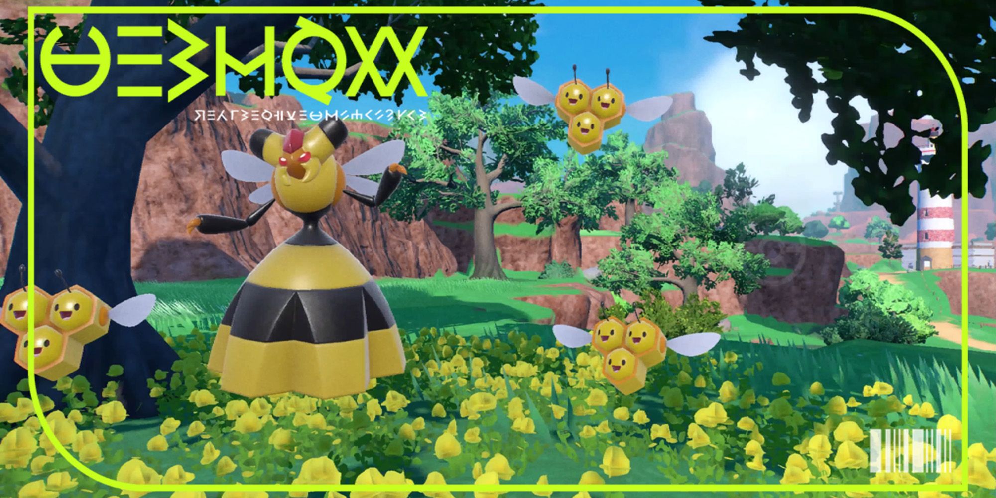 Vespiquen and Combee in a field of flowers.