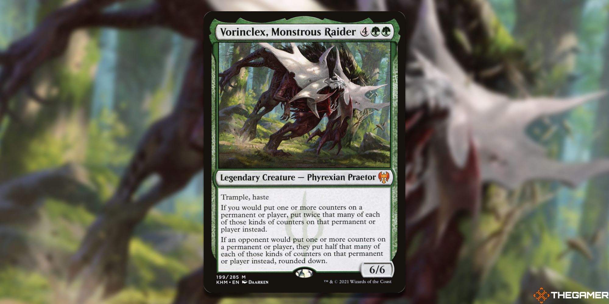 The card Vorinclex, Monstrous Raider from Magic: The Gathering.