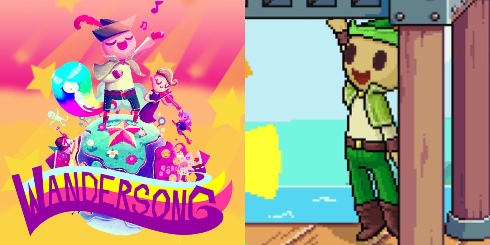 wandersong game cover art and bard assist character in fraymakers