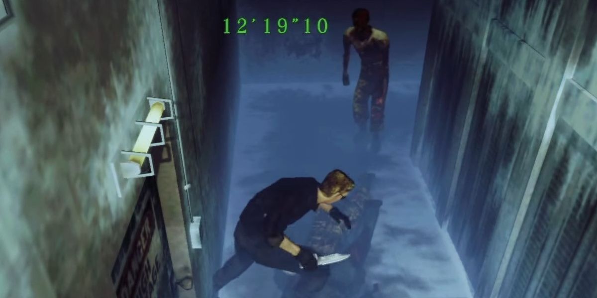 Wesker knifing some zombies in Battle Game from Resident Evil Code Veronica.