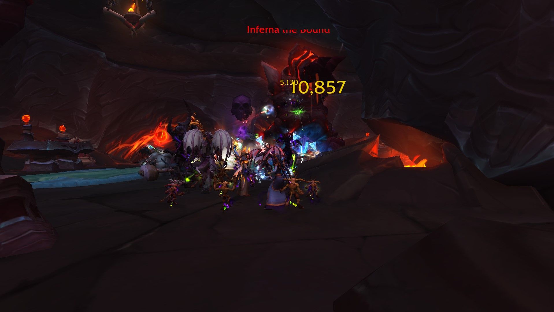 Fighting the final boss of Dragonbane Keep in World of Warcraft.