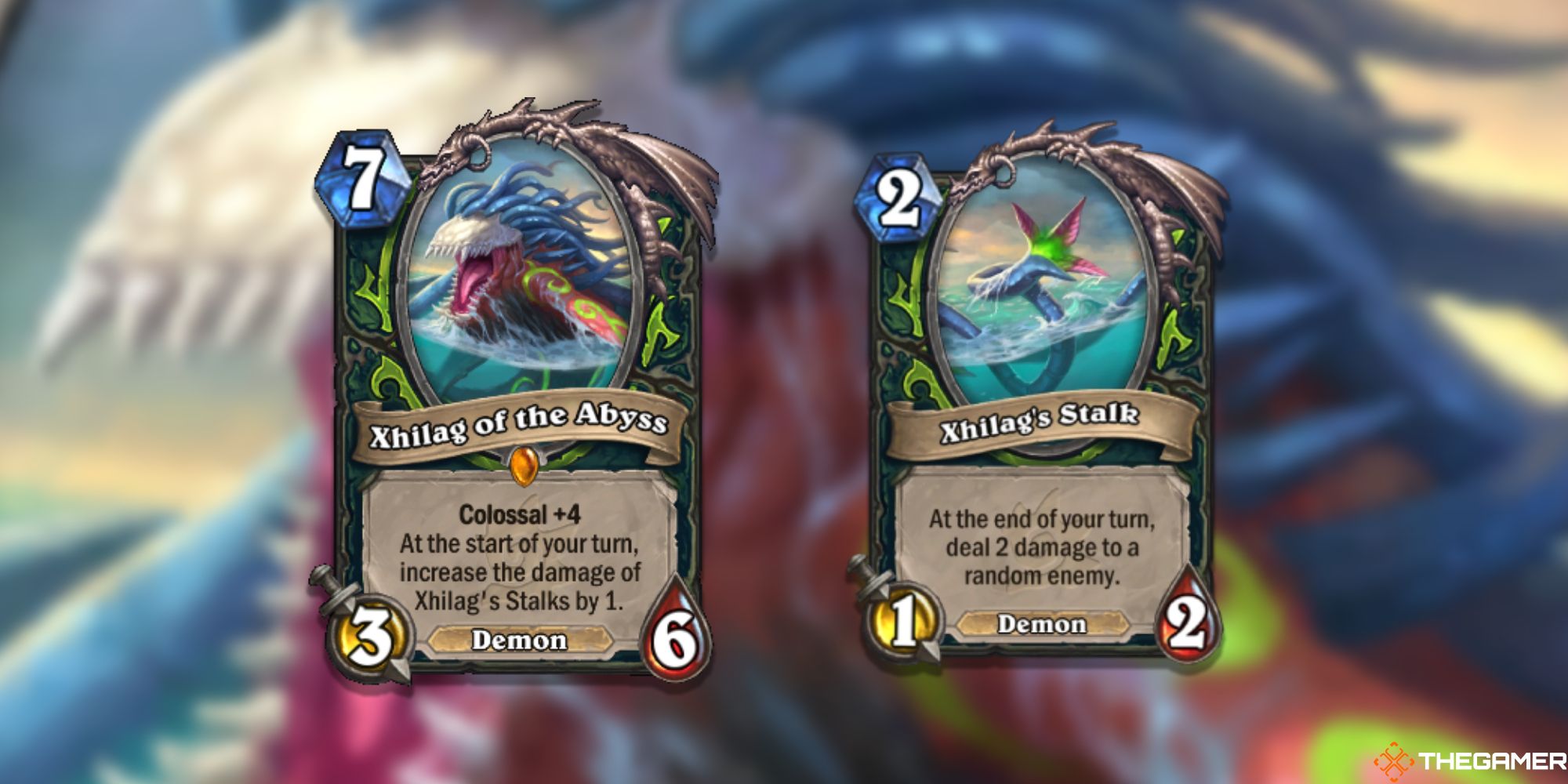 Xhilag of the Abyss and Xhilag's Stalk Hearthstone Cards