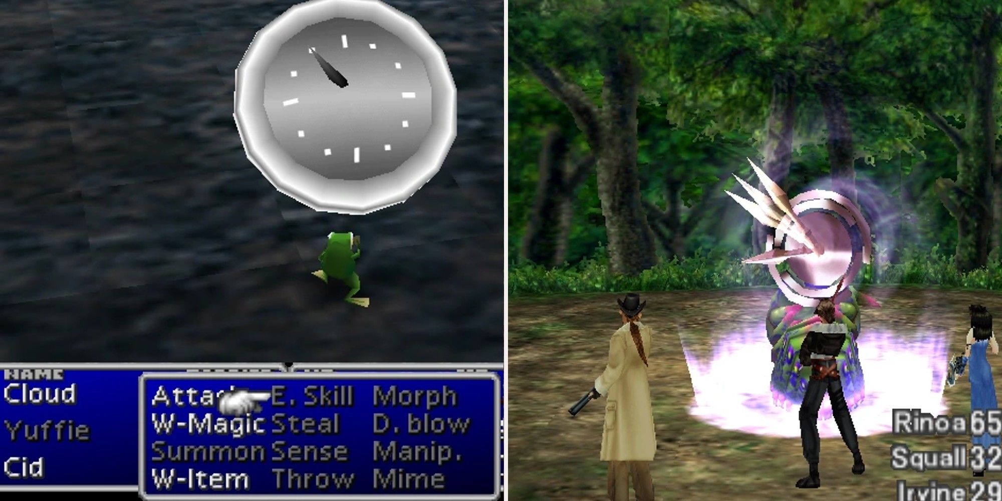 Yuffie using slow in Final Fantasy 7 and Squall using slow in Final Fantasy 8