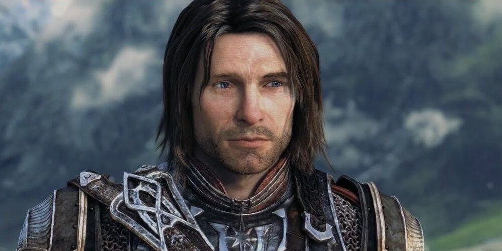 Talion with a soft expression in Shadow of War the video game
