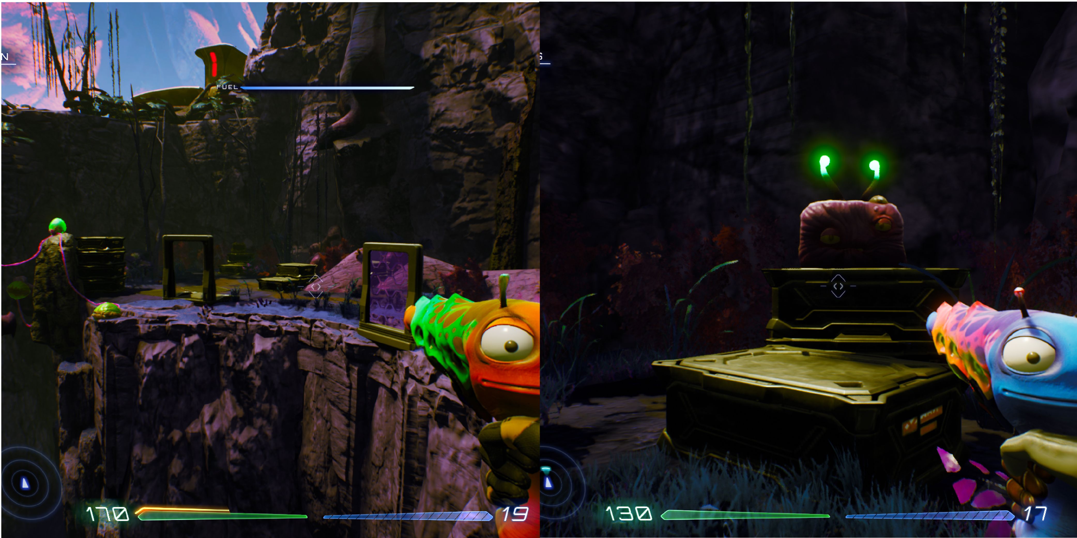 An area with two frames that emit a bulletproof shield. A Luglox can be found on top of a few crates in the back.