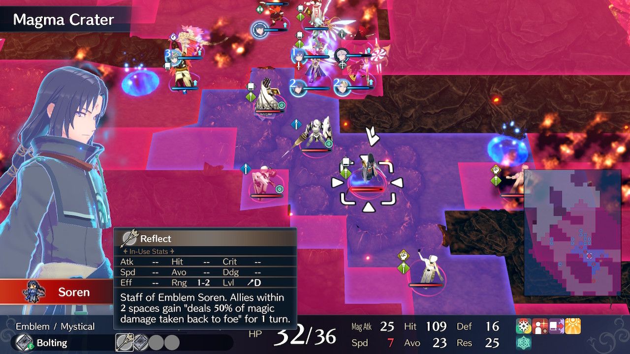 Soren Approaching Team On Magma Crater Reflect Menu Description