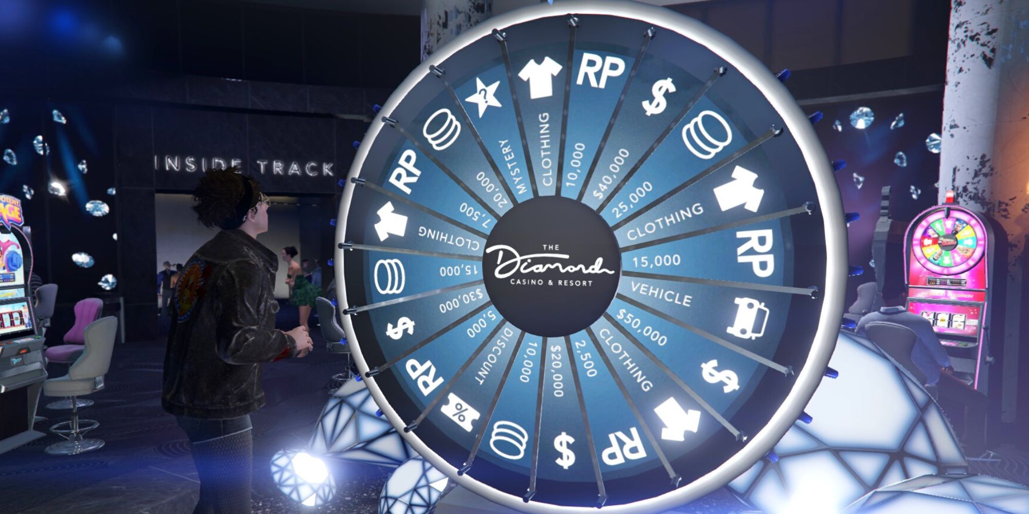 player watches the Lucky Wheel spin in the Diamond Casino & Resort