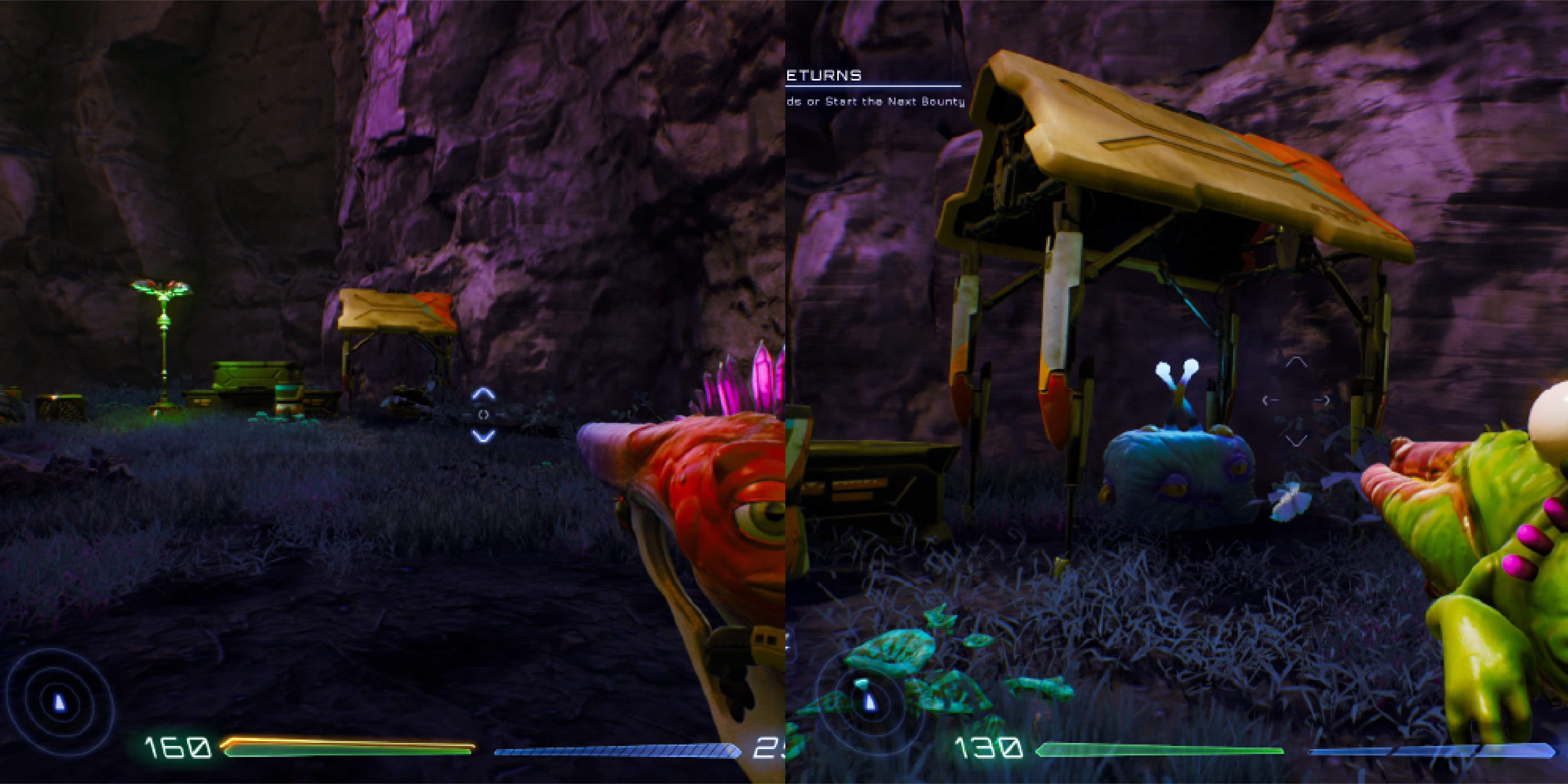 A small tent next to a standing light. A Luglox can be found under the tent.