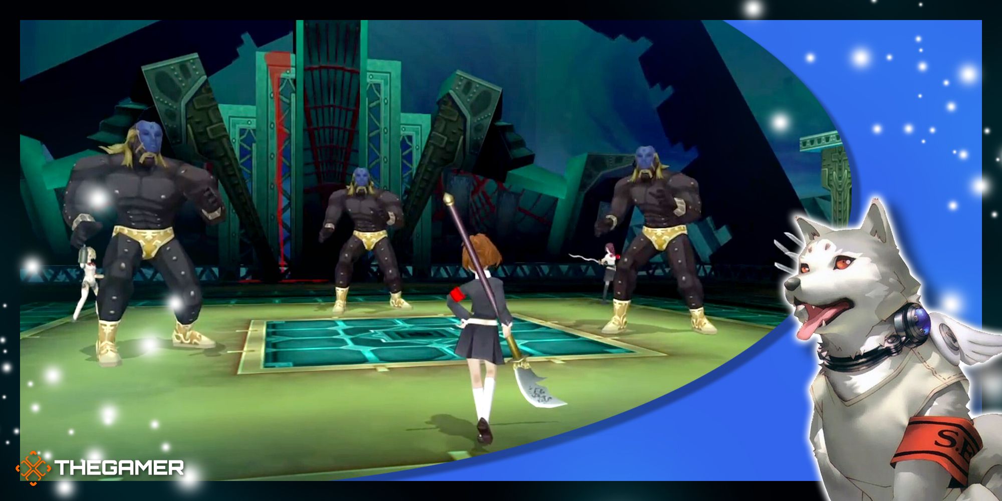 the female protagonist of persona 3 portable about to battle the furious gigas mini-bosses