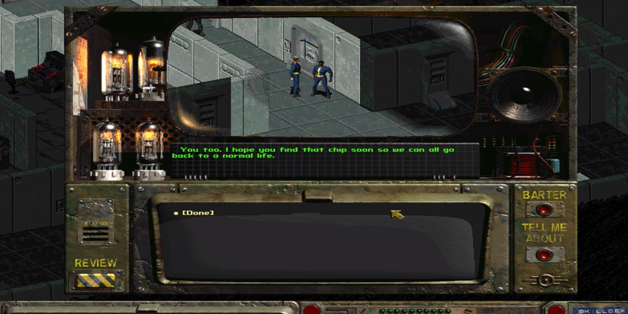 The Vault Dweller speaks to a Vault 13 citizen