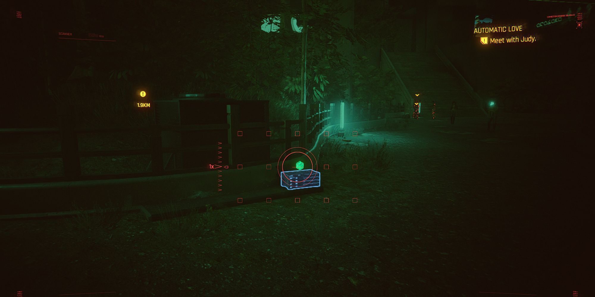 View of container with uncommon items while scanning environment
