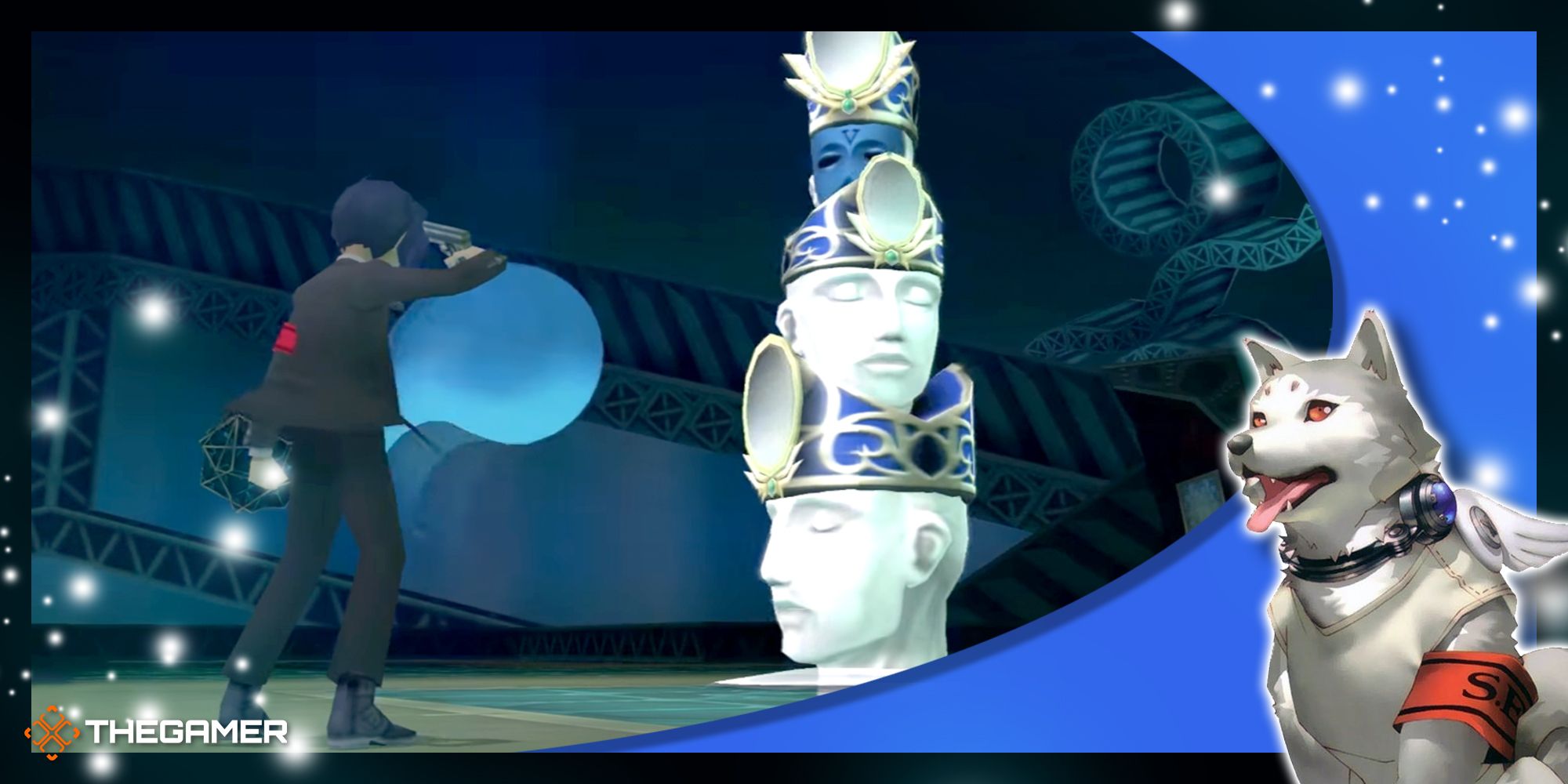 the male protagonist of persona 3 portable fighting fanatic tower in our p3p koromaru frame