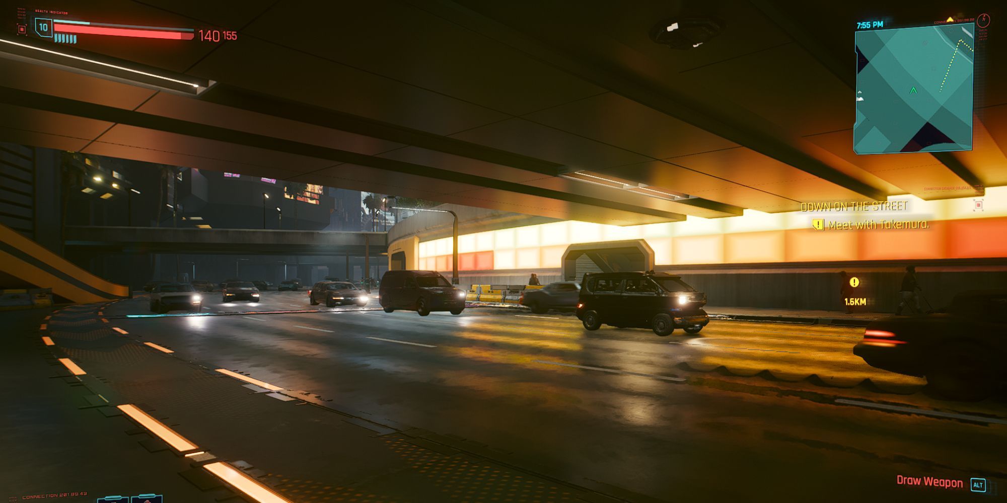 Vehicles riding through the highway