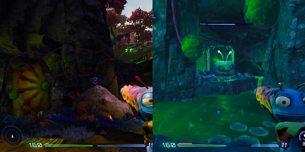 Fan-leaves covering a small cave that's hiding a Luglox. 