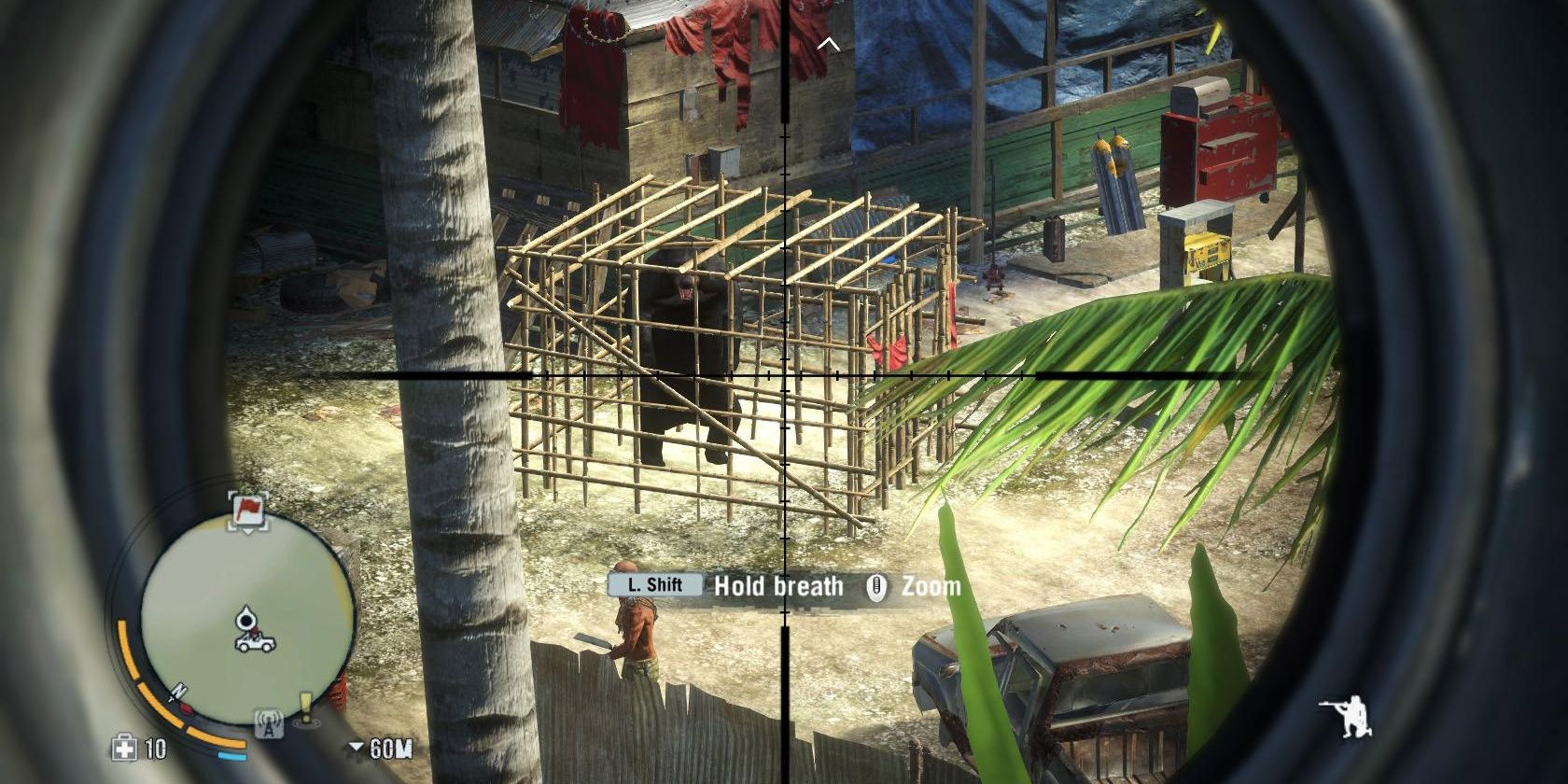 Aiming at caged animal in Far Cry 3