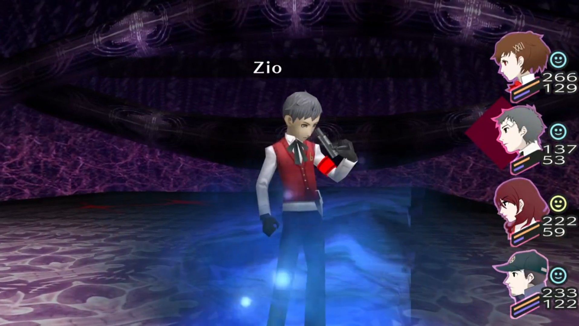 akihiko using the electric move zio in the arqa block of tartarus in persona 3 portable