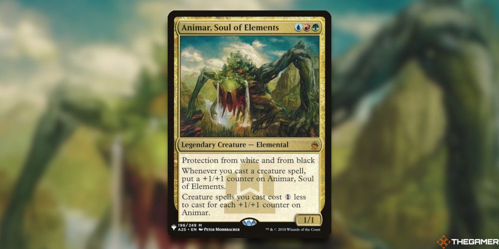 Animar Soul of Elements Card In front of Card Art Blurred MTG TCG