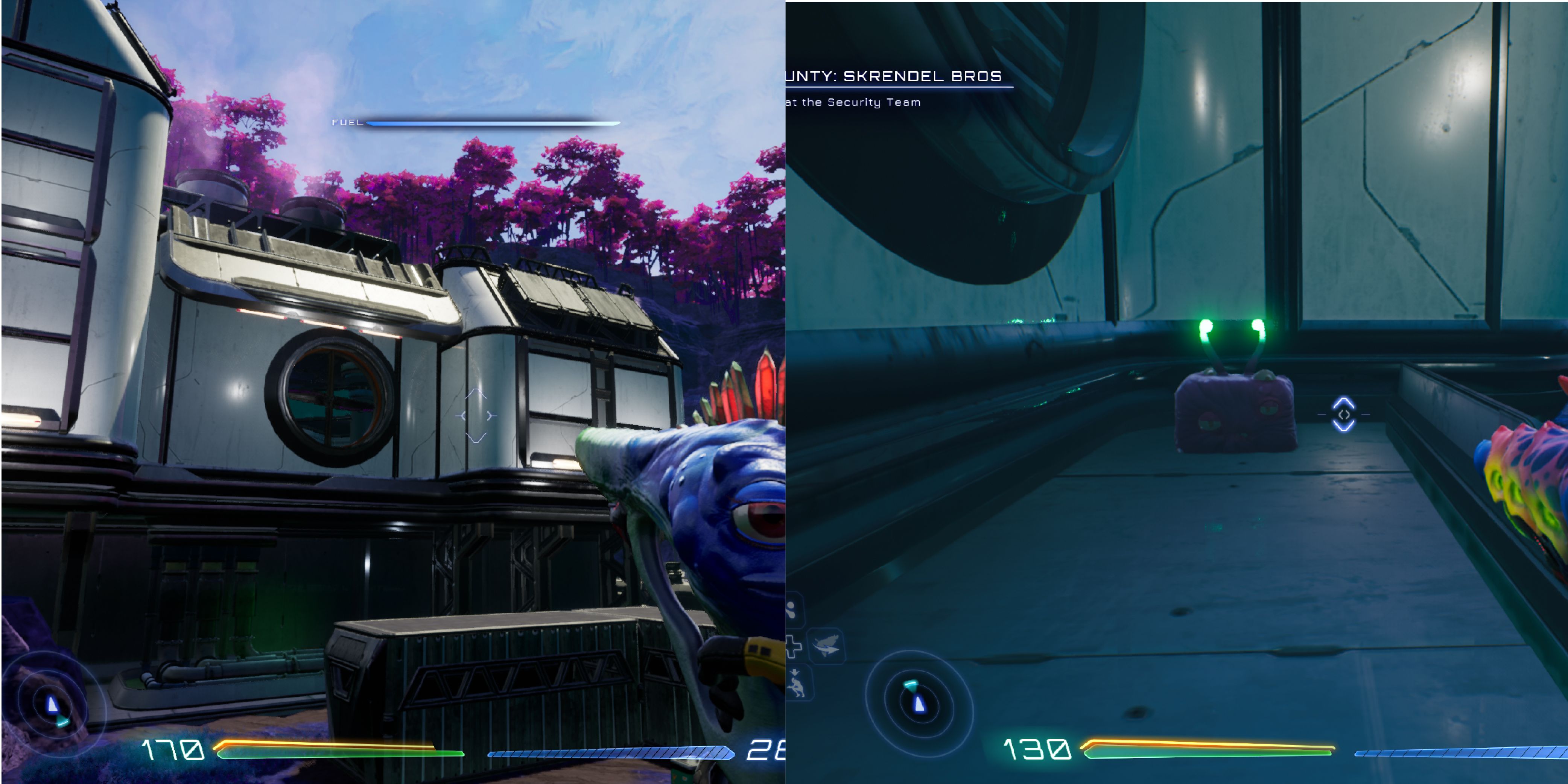 There's a large air vent on the side of a building with a balcony under it. A Luglox sits on the balcony.