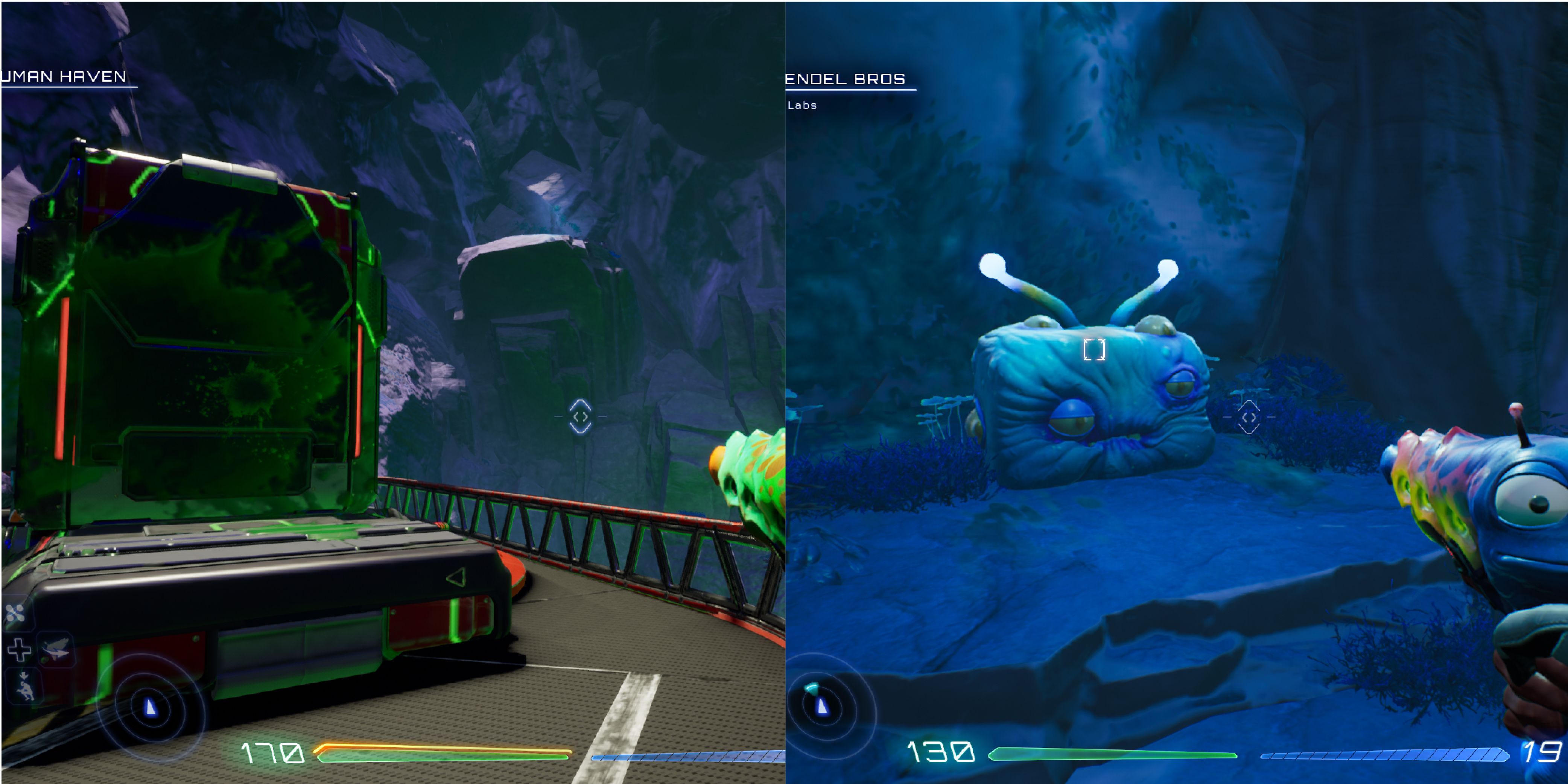 An L-shaped platform covered in green slime. A Luglox on a ledge that's reasonably high of the ground.