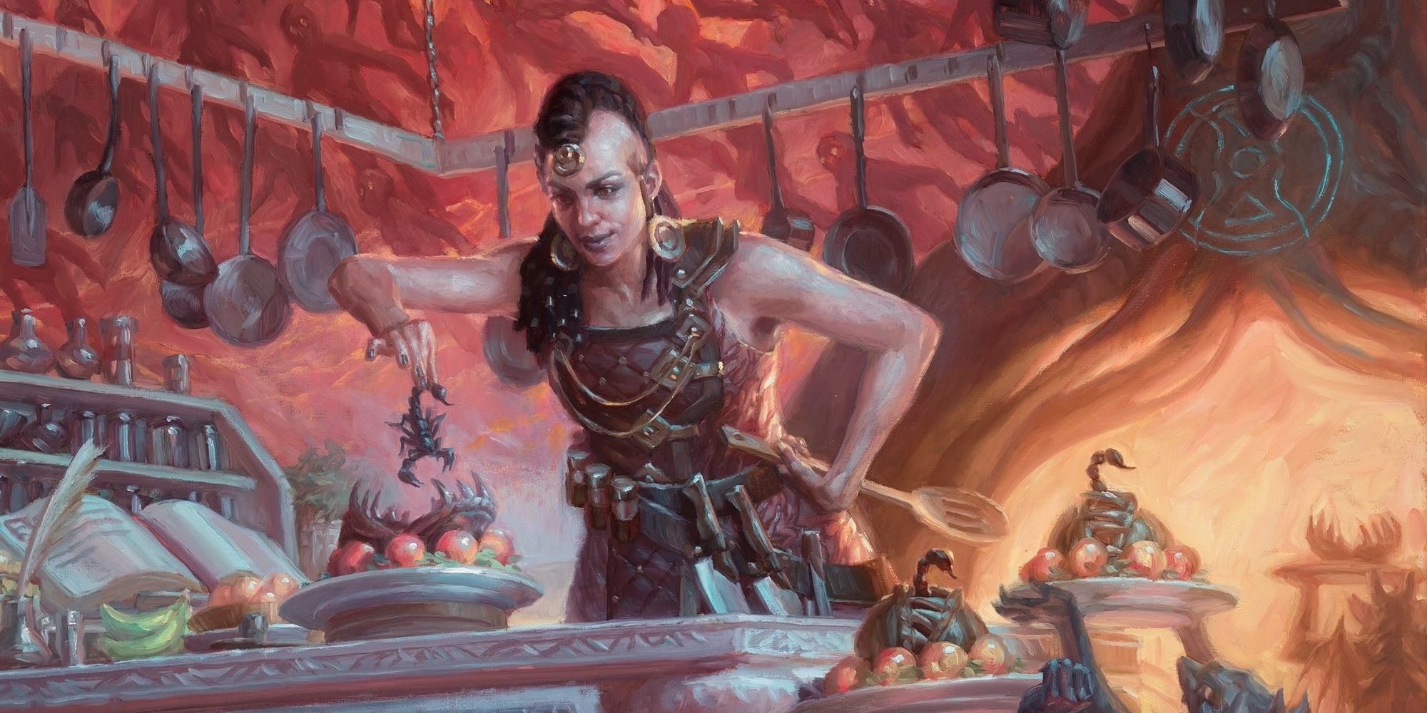 Woman putting scorpions on food