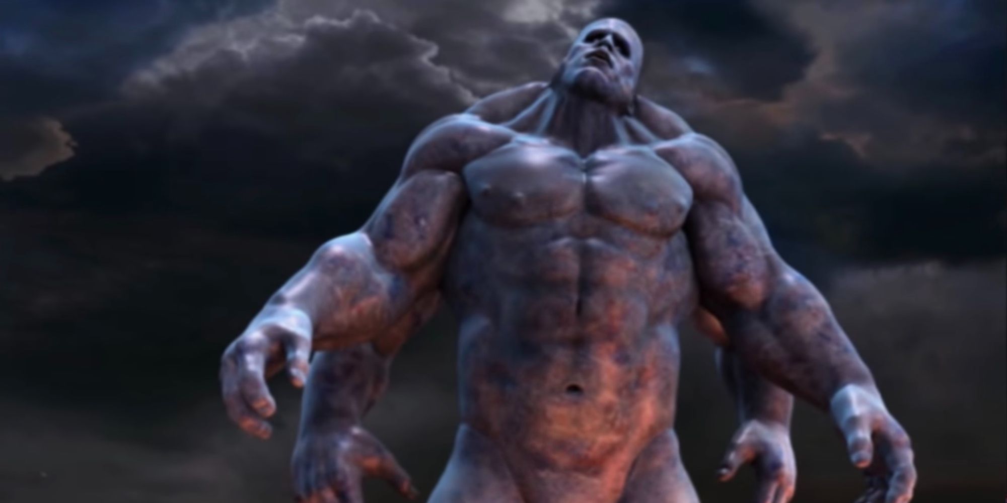 God of War: a four-armed gray towering titan