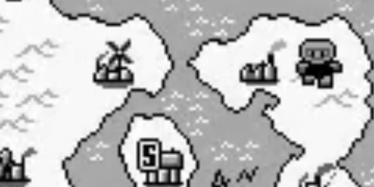 atomic punk game boy screenshot of the map and the character traveling