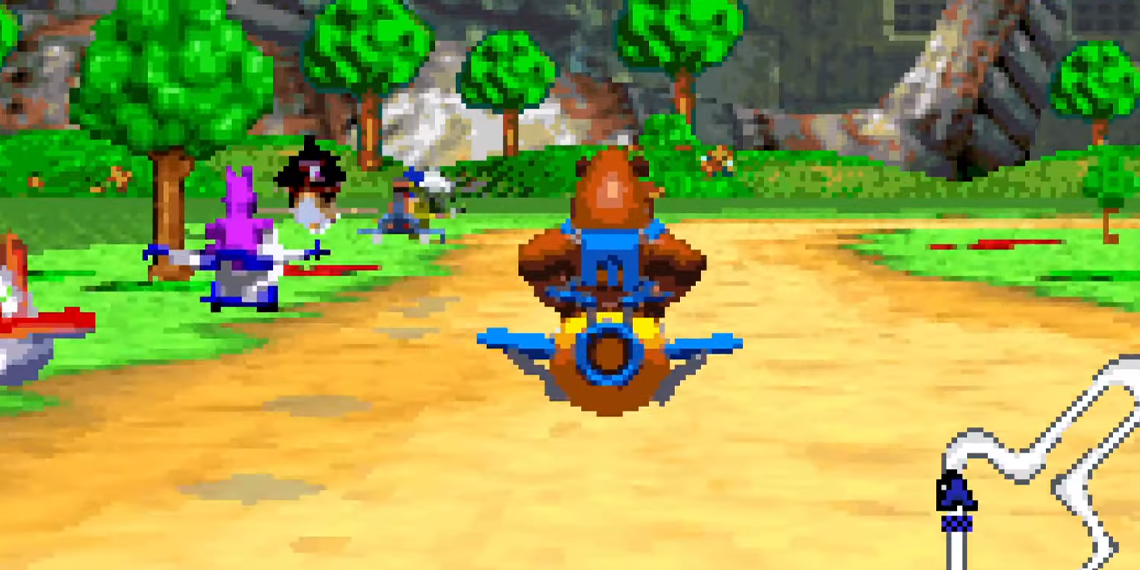 Banjo in a race on the Clanker's River stage.