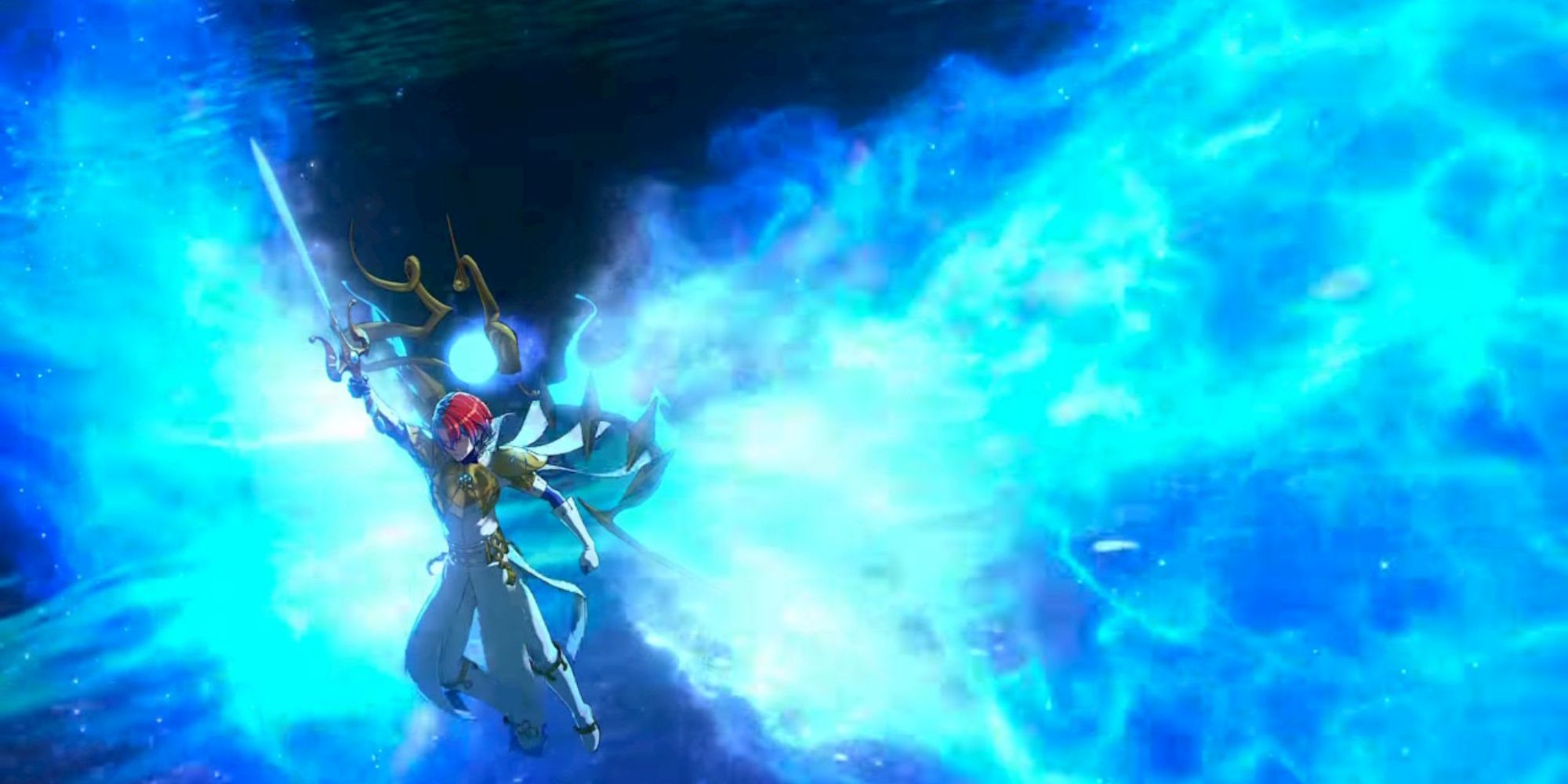 Fire Emblem Engage blue spectral wings sprout from a sword-wielding soldier