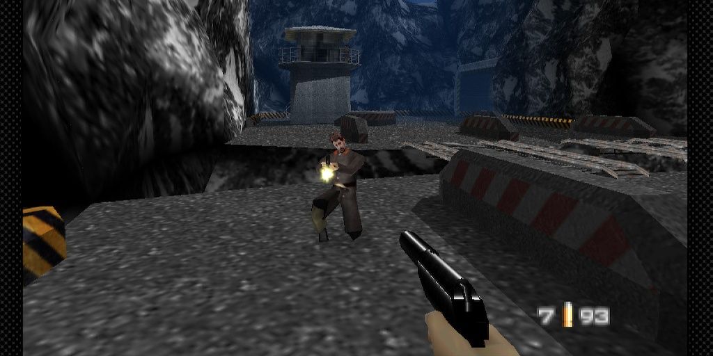 Bond fighting with Invincibility cheat in Goldeneye