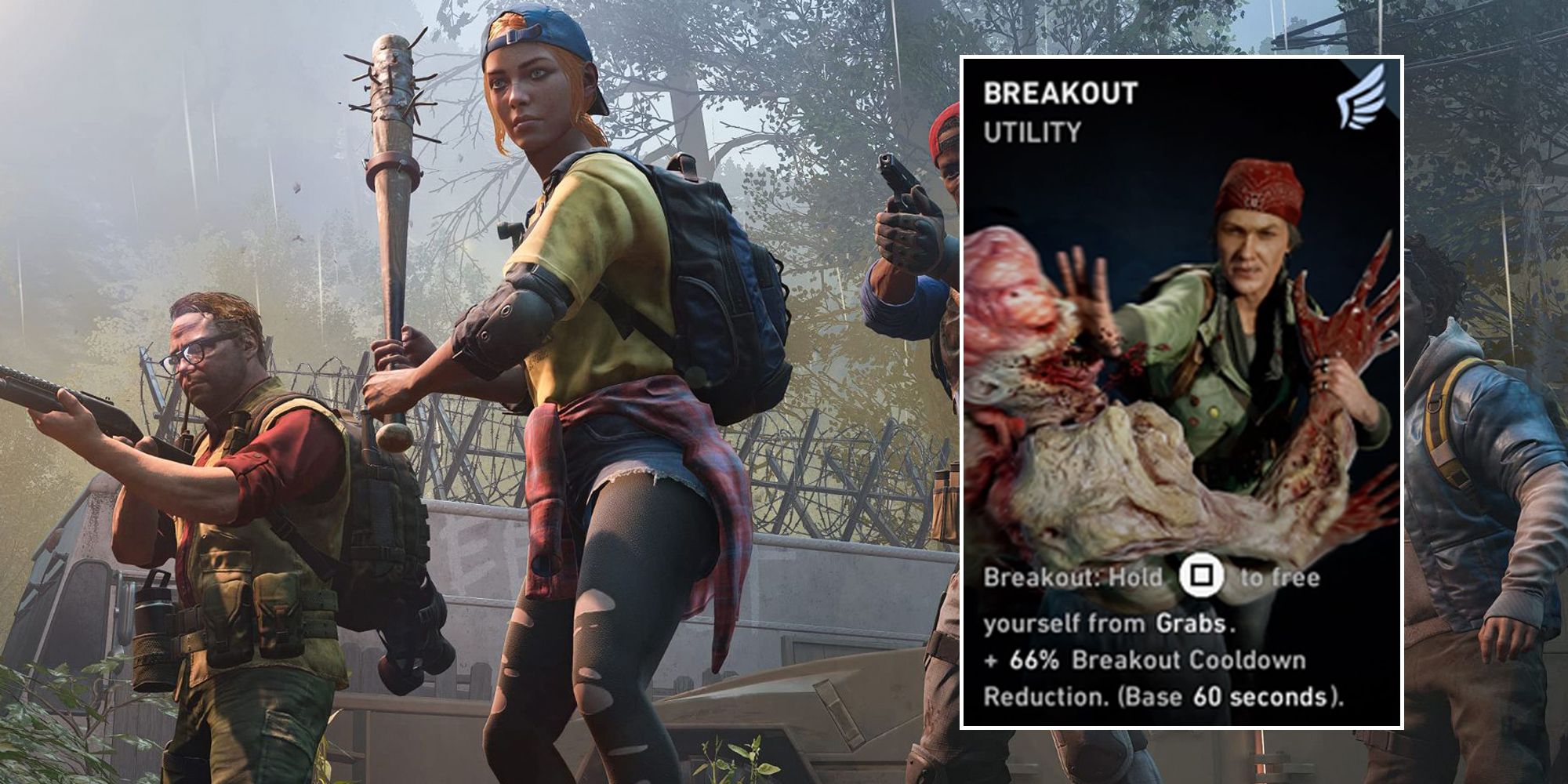 The background are the Cleaners; Hoffman, Holly, Walker, and Evangelo. The foreground is a screenshot of the "Breakout" card.