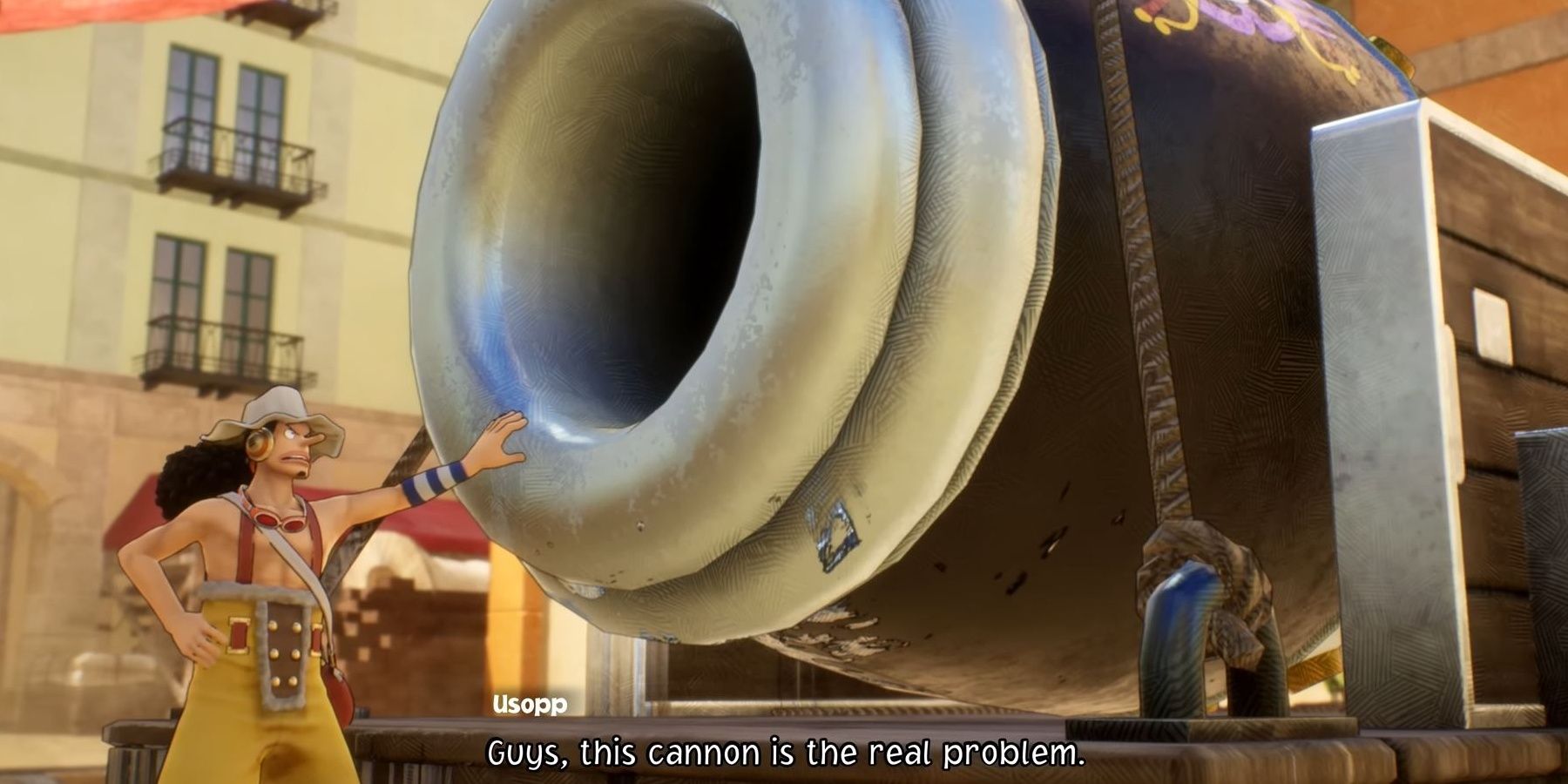 Usopp next to a cannon in One Piece Odyssey