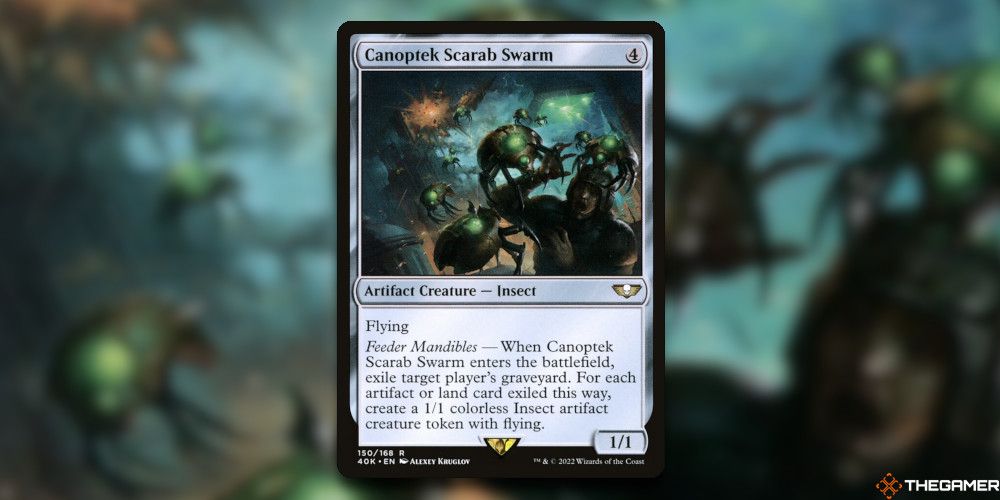 Canoptek Scarab Swarm In Front Of Blurred Version of the Card Art