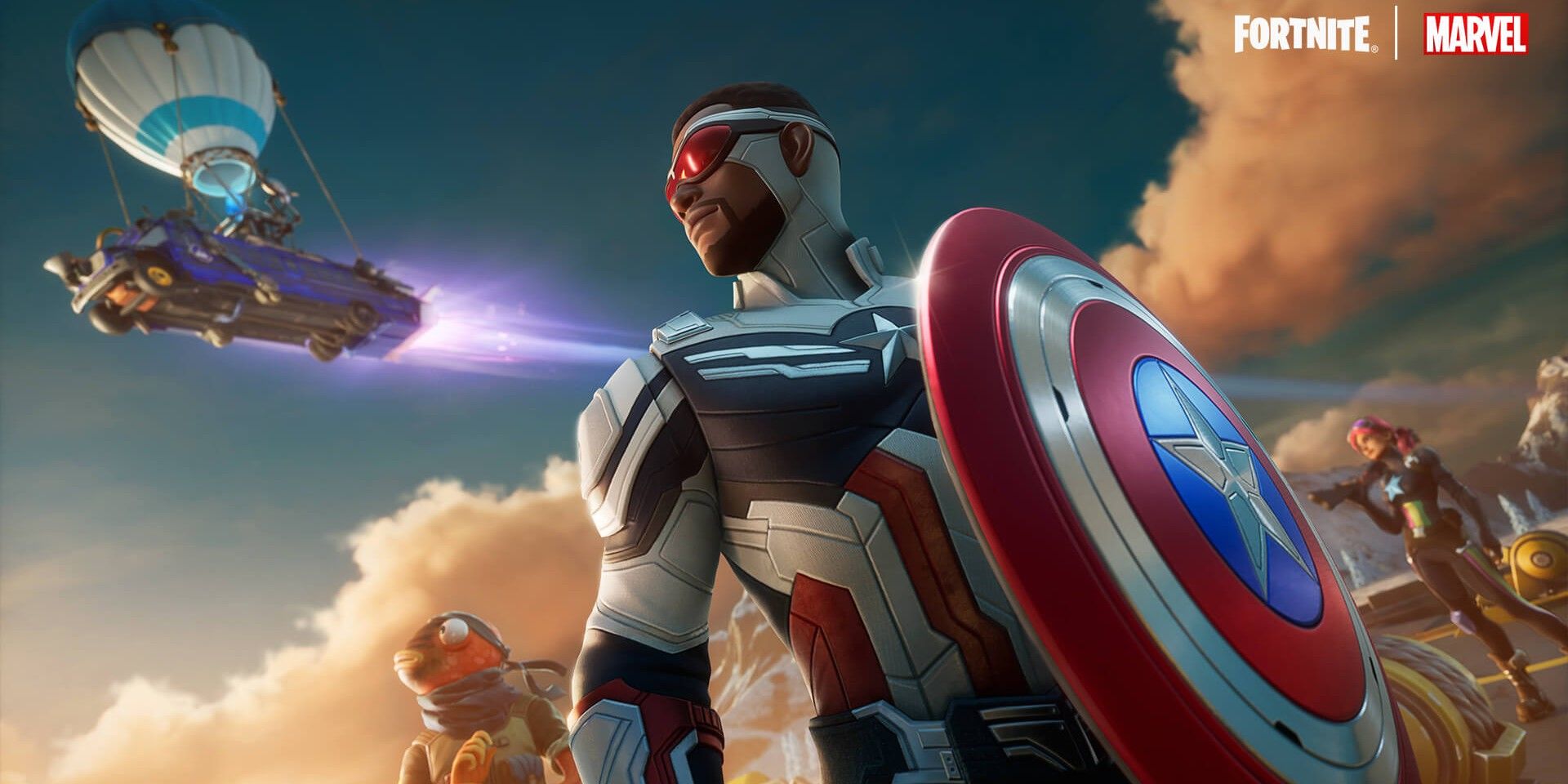 Captain America, Fishstick, and BriteStar from Fortnite