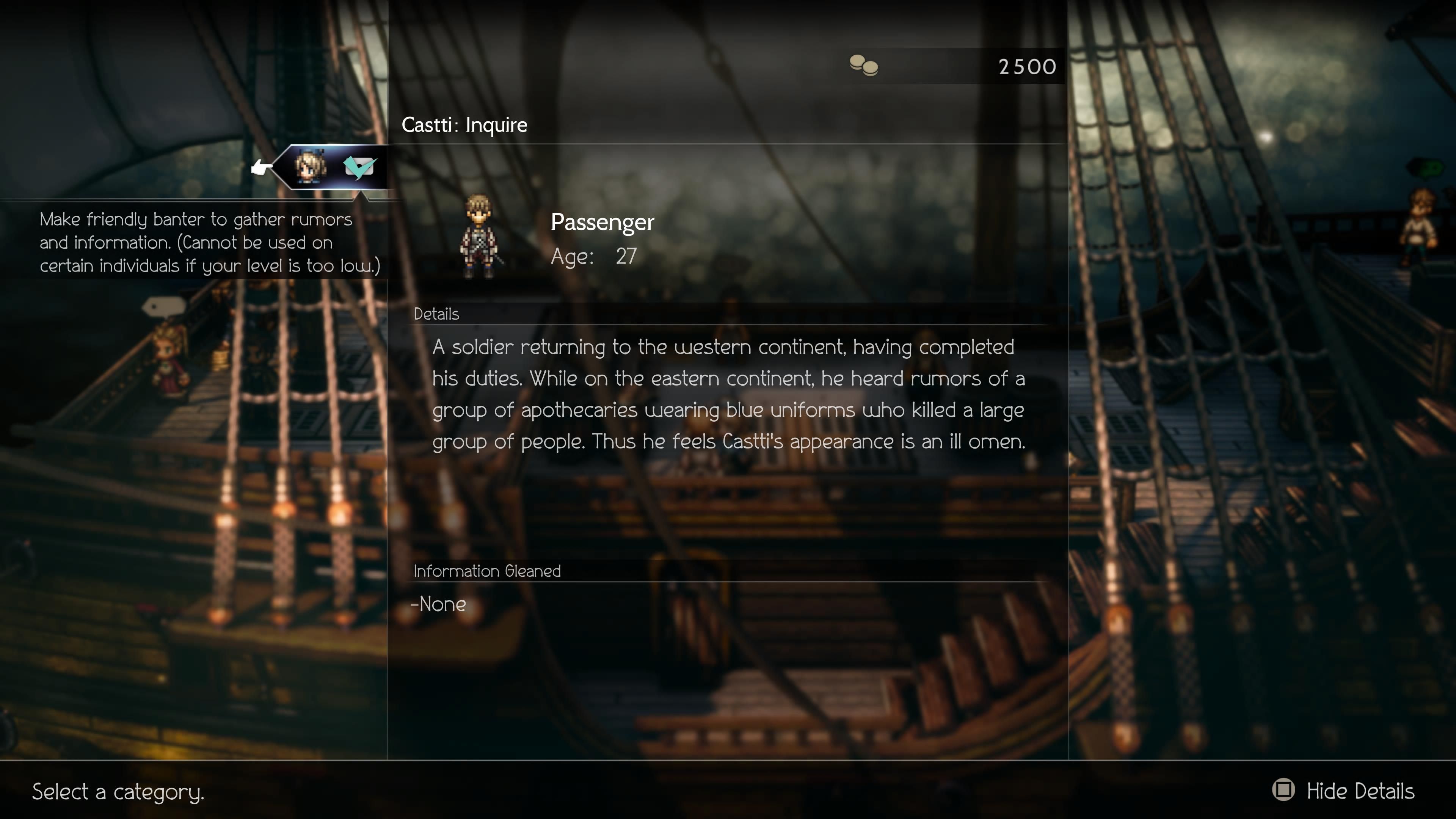 Castti Octopath Traveler 2 Inquire On Shipmate