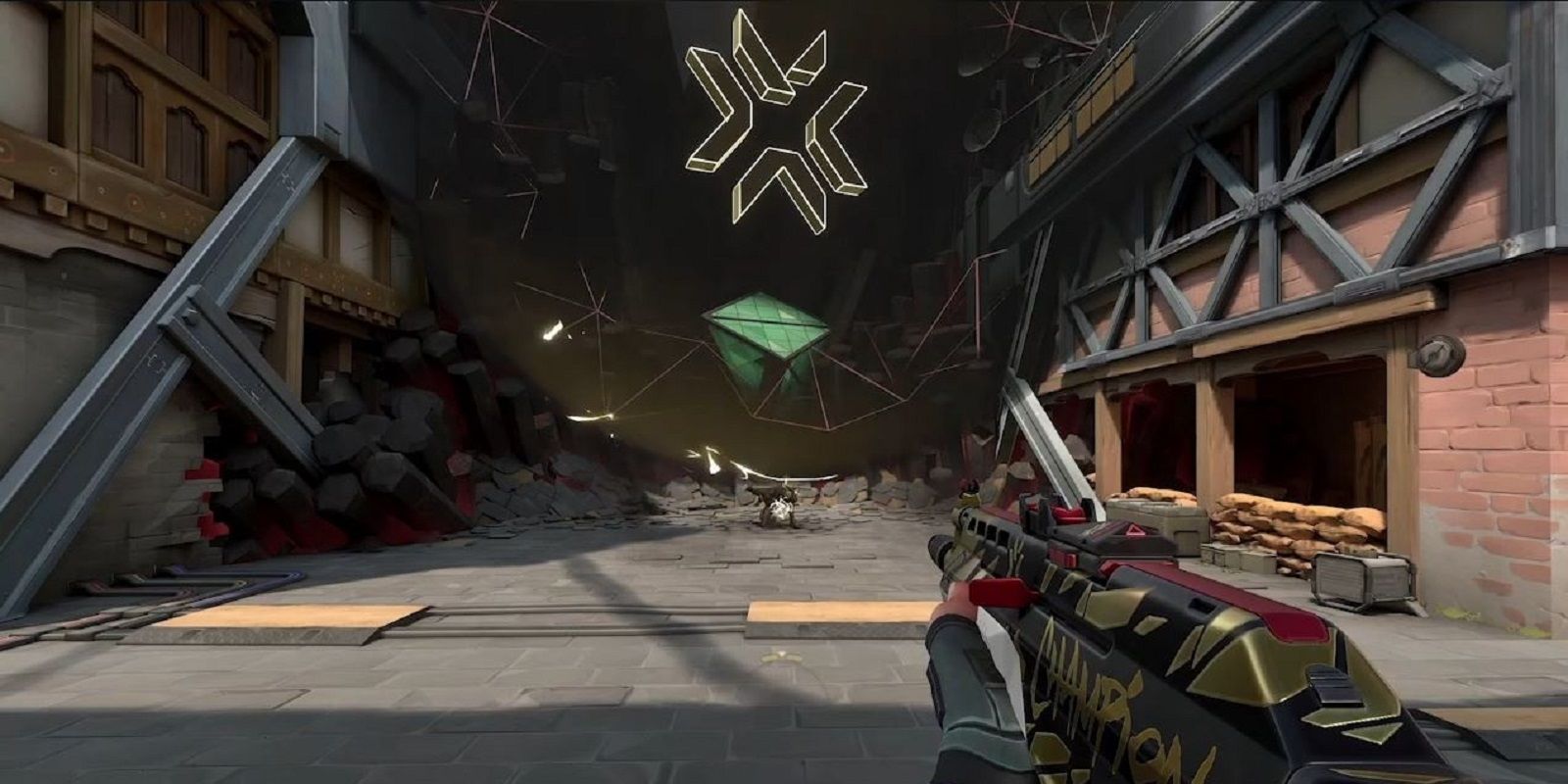 Petrified Enemy Holding Up A Massive Black Void