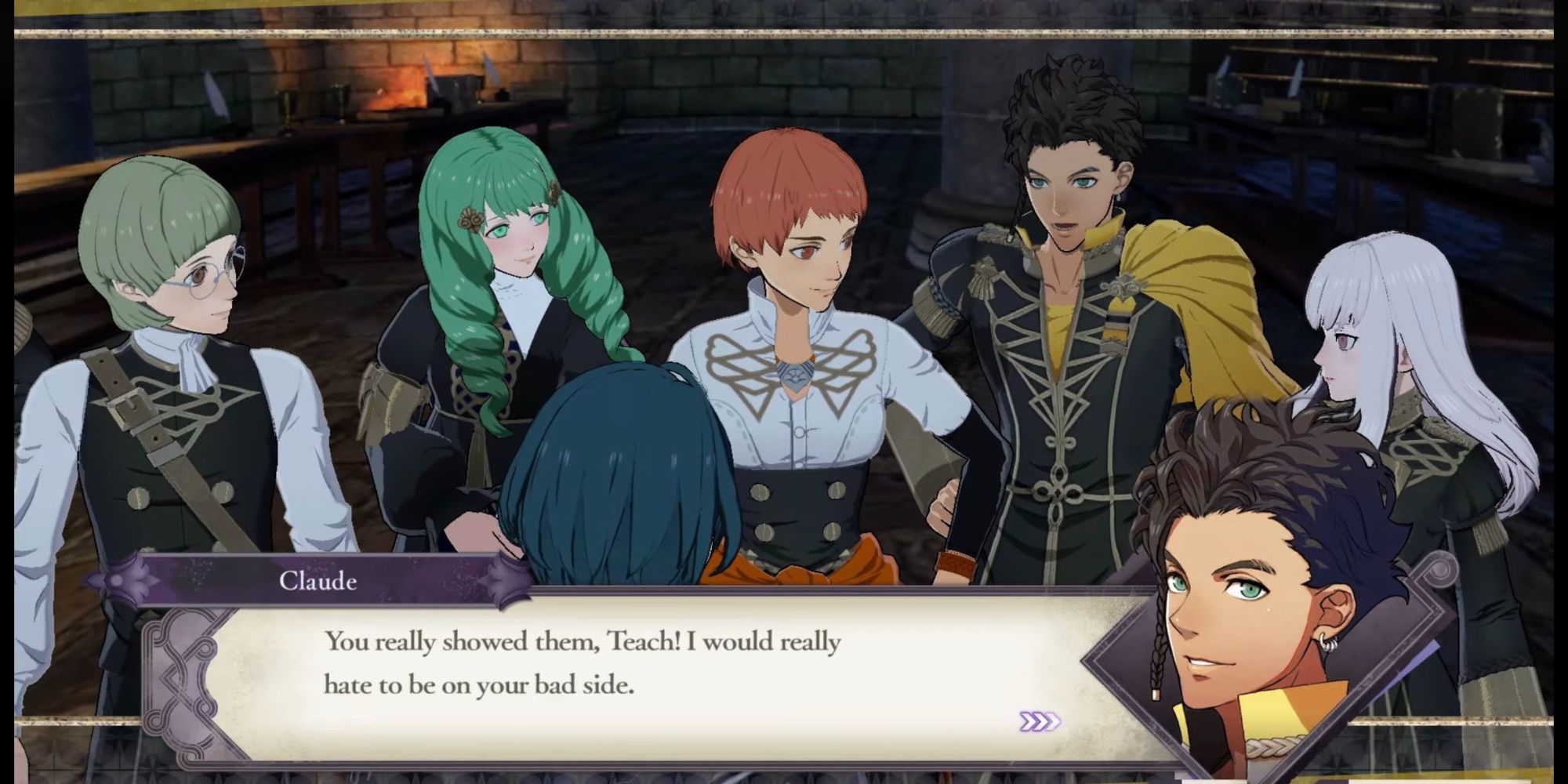 Fire Emblem Three Houses several students conversing with each other