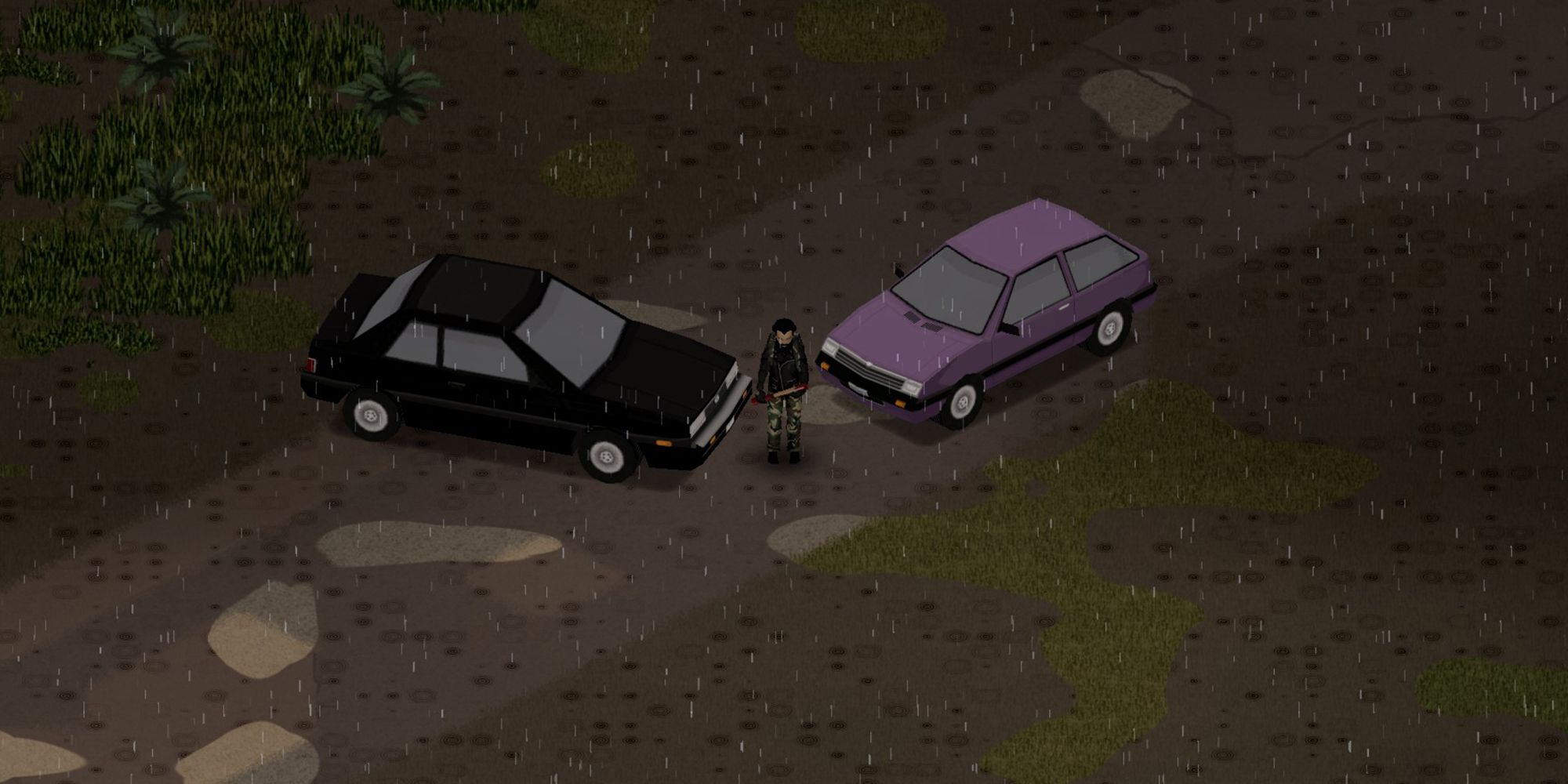 Project Zomboid Chevalier Dart and Masterson Horizon cars in the rain