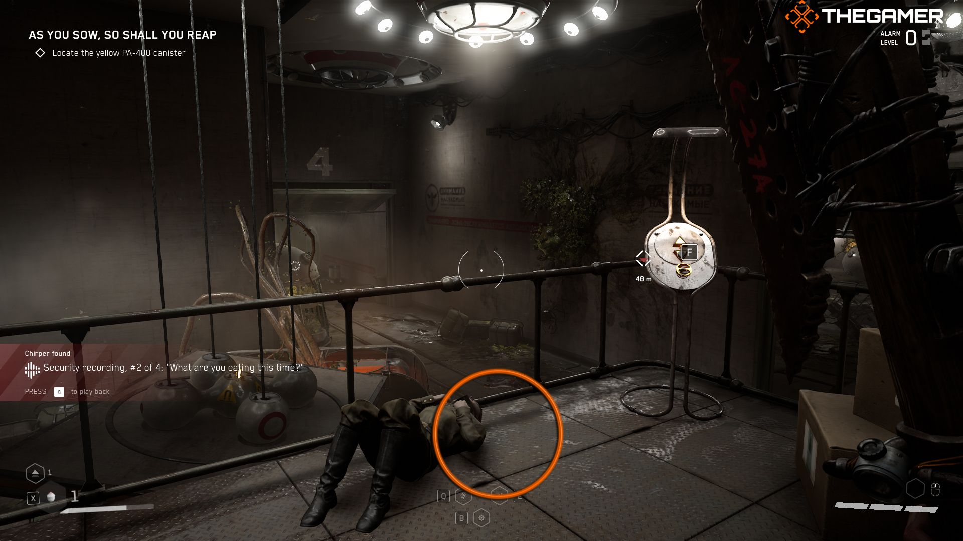 Chirper Number 21 on the floor near a dead body