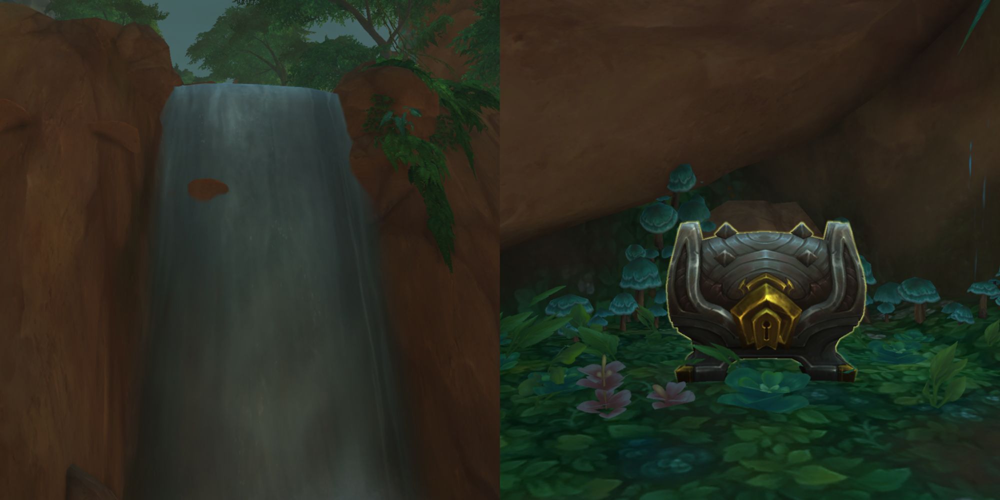 Wow a treasure chest hidden behind a waterfall