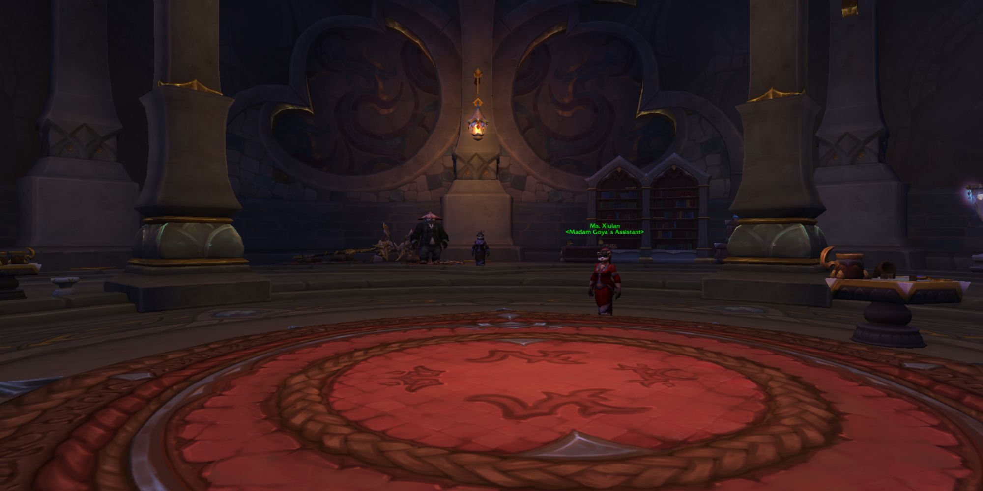 Wow a Pandaren wearing a red dress in a shady Black Market
