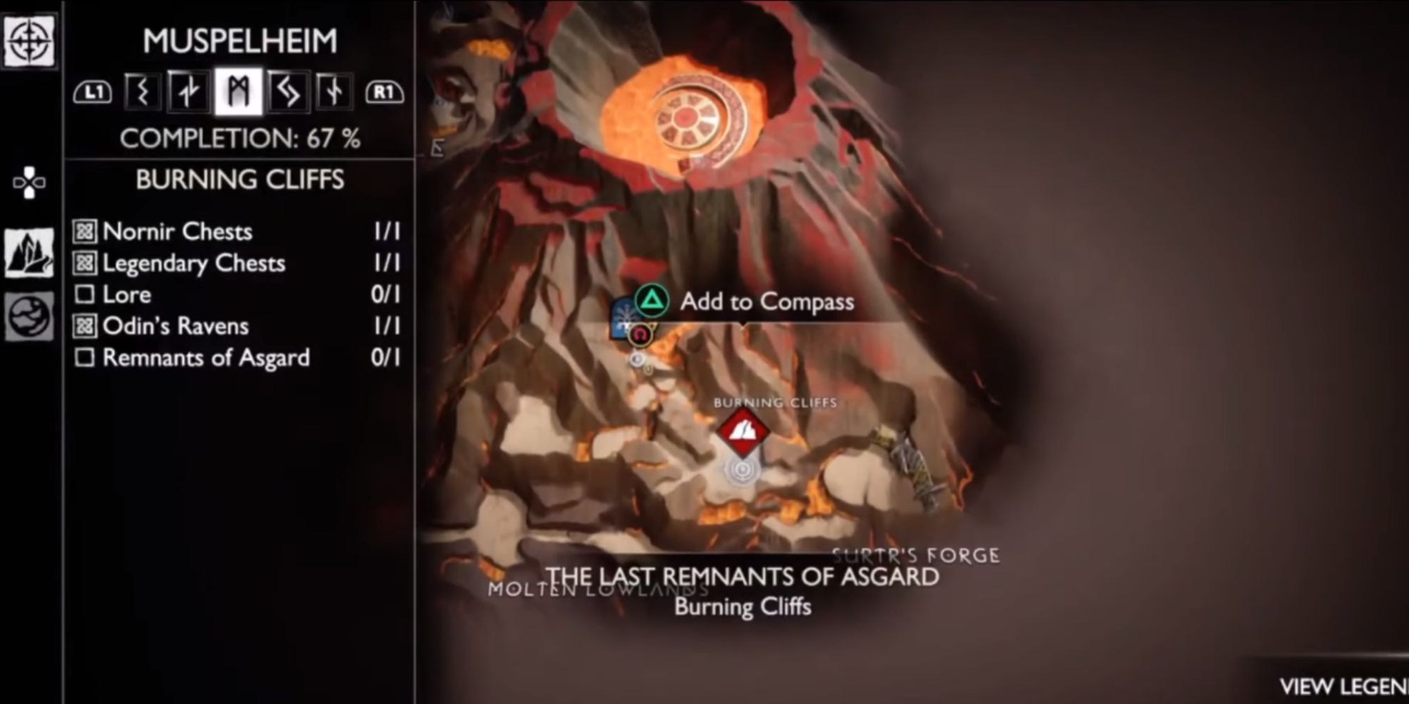 Image showing the location of The Last Remnants of Asgard in Burning Cliffs.