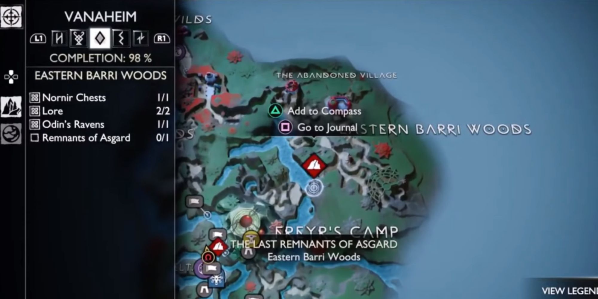 Image showing the location of The Last Remnants of Asgard in Eastern Barri Woods.