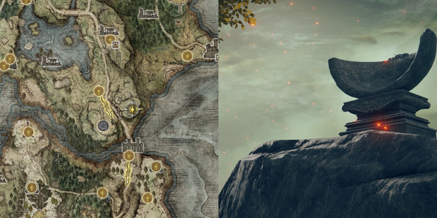 Map And In Game Location Of Starlight Shard In Bandit Camp Limgrave