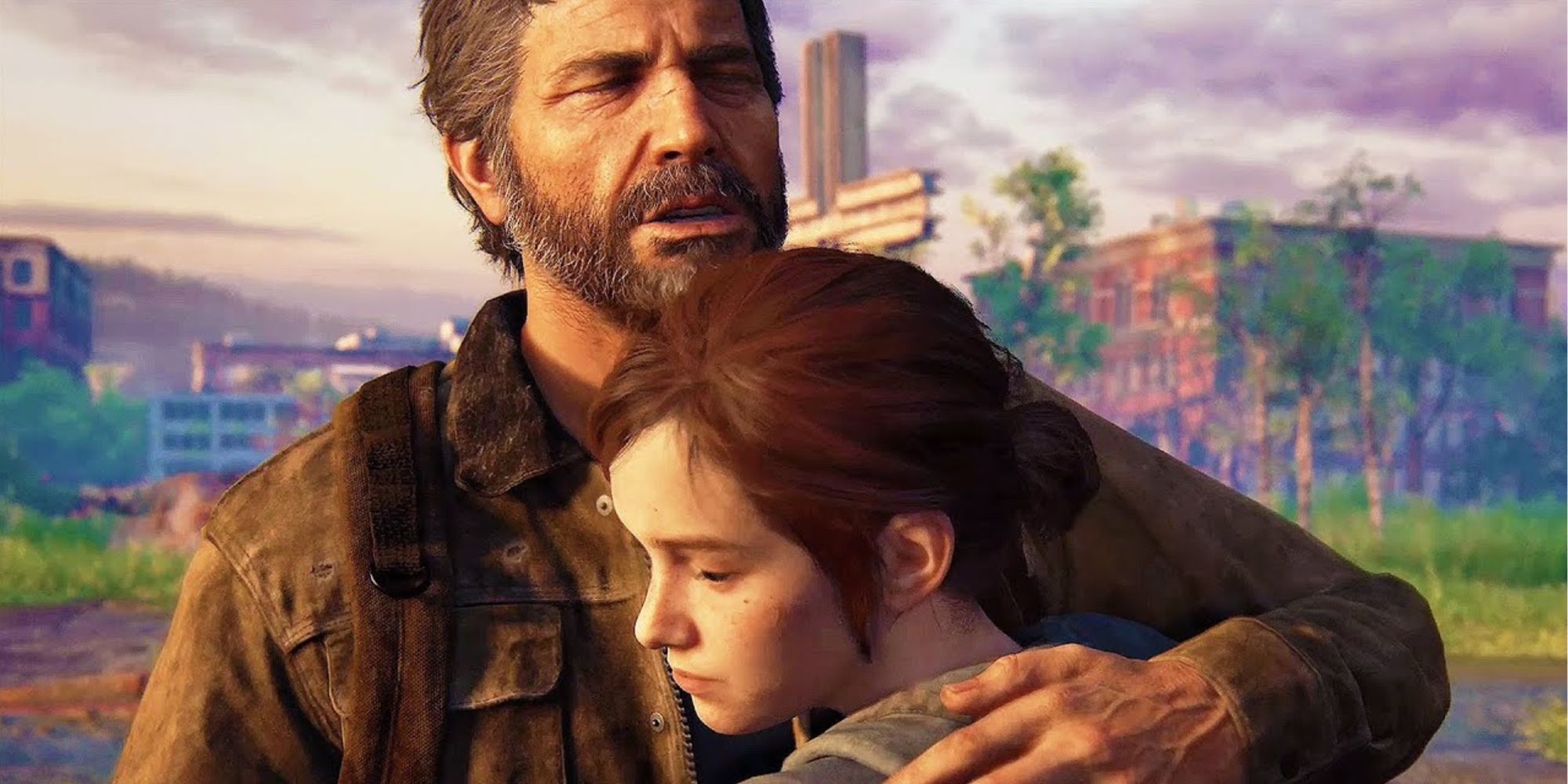 joel hugging ellie in the last of us